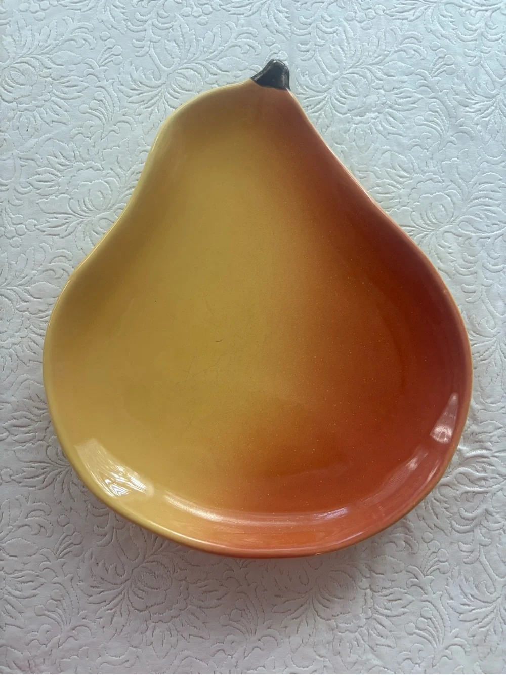 Set of 4 Vintage Pottery Barn Yellow-Orange Pear-Shaped Ceramic Serving Plates